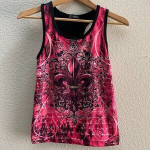 Otomix Tank Top Built-In Bra Athletic Workout Gym Small Fleur De Lis